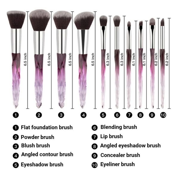 MYSTIC Amethyst 10-Piece Vegan Makeup Brush Set - Picture 8 of 9